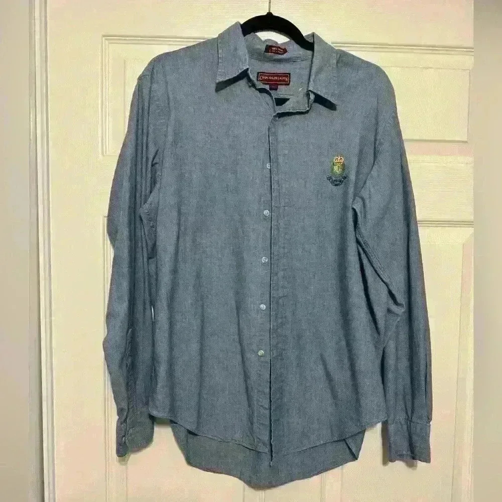 Chaps Ralph Lauren Men’s L/S Oxford Button Down Blue Large